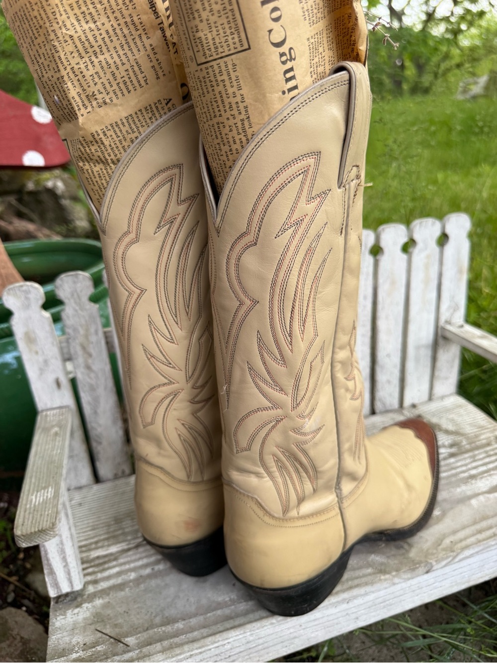 Vintage Justin Two-Tone Western Cowboy Boots - Picture 4 of 6